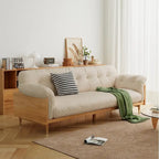 JASIWAY Modern 3-Seat Upholstered Cotton Linen Sofa,Beige
