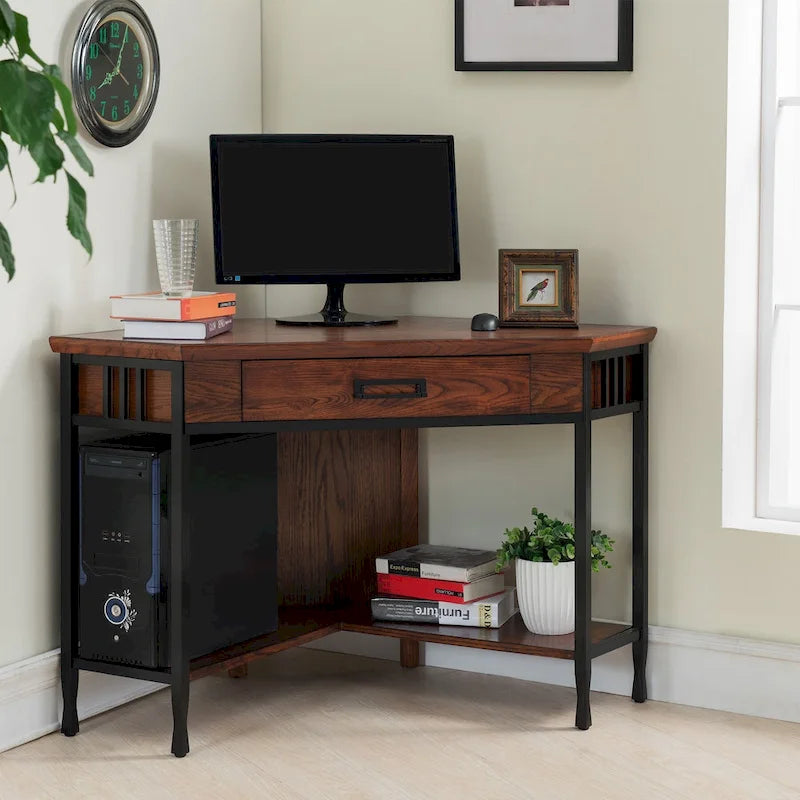 Mission Oak Wood Corner Writing/Computer Desk