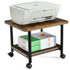 2 Tier Rolling Printer Cart Storage Stand Under Desk with Casters