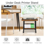 2 Tier Rolling Printer Cart Storage Stand Under Desk with Casters