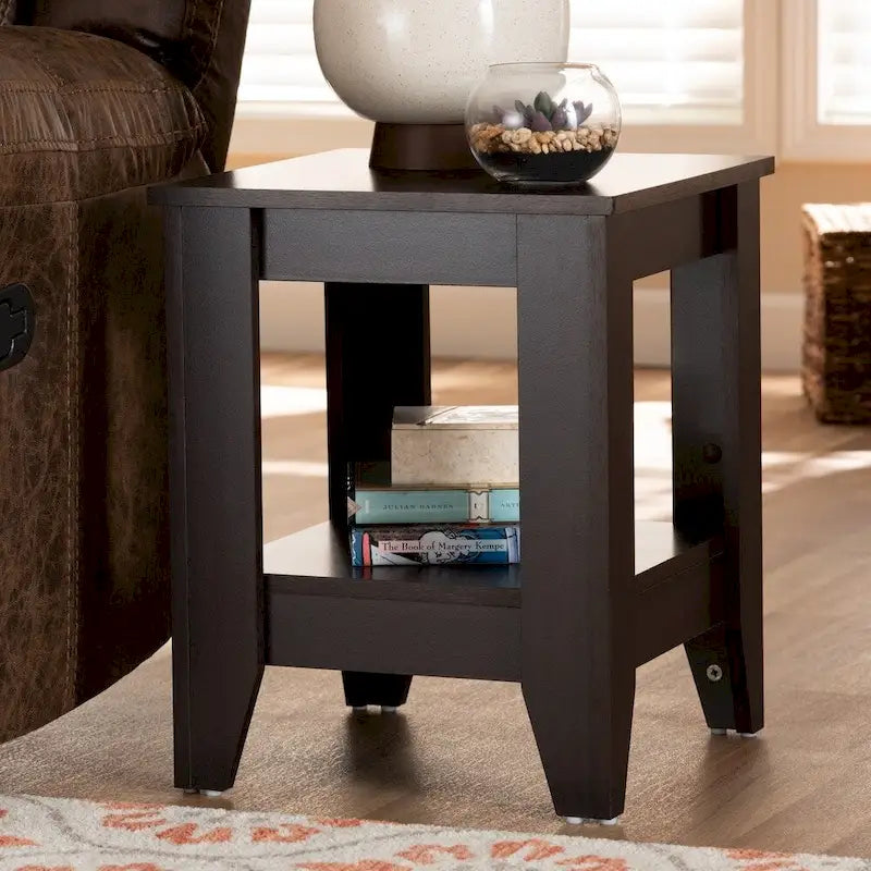 Cornesti Dark Brown Wood End Table
