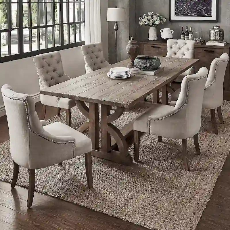 Paloma Farmhouse Reclaimed Wood 7-Piece Dining Set by