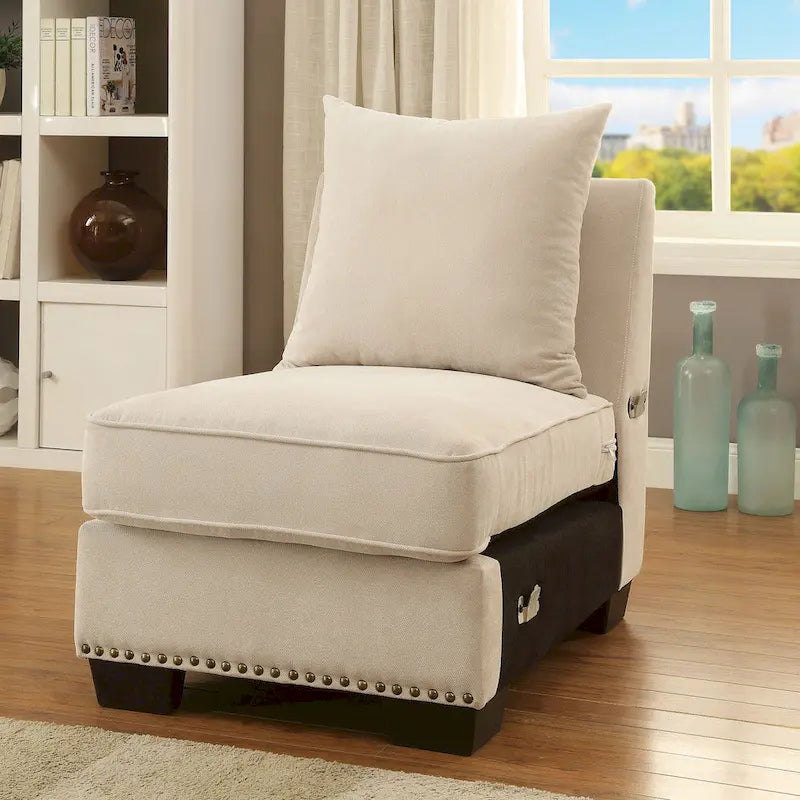 Riti Contemporary Beige Fabric Upholstered Sectional by