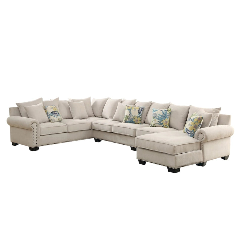 Riti Contemporary Beige Fabric Upholstered Sectional by