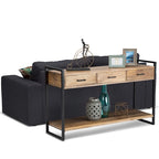 WYNDENHALL Lawson SOLID MANGO WOOD and Metal 54 inch Wide Modern Industrial Console Sofa Table in Natural - 55 W x 16 D x 32 H