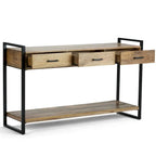 WYNDENHALL Lawson SOLID MANGO WOOD and Metal 54 inch Wide Modern Industrial Console Sofa Table in Natural - 55 W x 16 D x 32 H