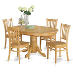 5 Piece Dining Room Table Set- an Oval Kitchen Table and 4 Dining Chairs, 42x60 Inch, Oak