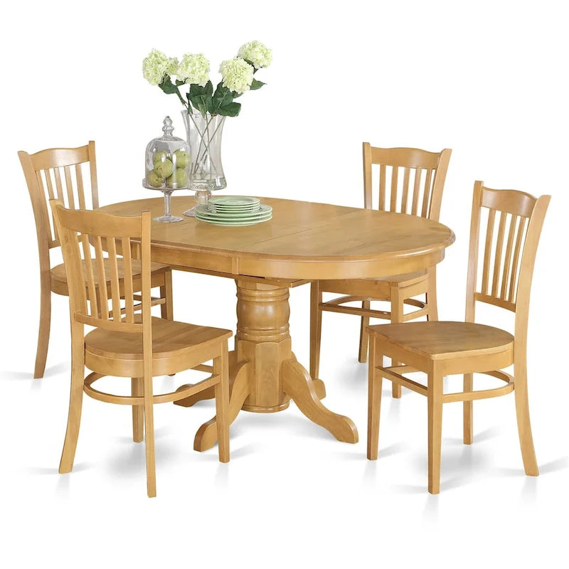 5 Piece Dining Room Table Set- an Oval Kitchen Table and 4 Dining Chairs, 42x60 Inch, Oak