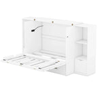 Queen Size Murphy Bed with Shelves, Drawers and USB Ports,Gray