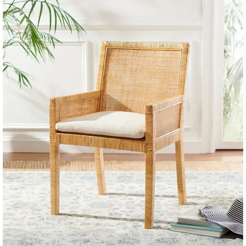 SAFAVIEH Almira Coastal Accent Chair with Cushion - 22.8 W x 22.4 L x 34.6 H - 23Wx22Dx35H
