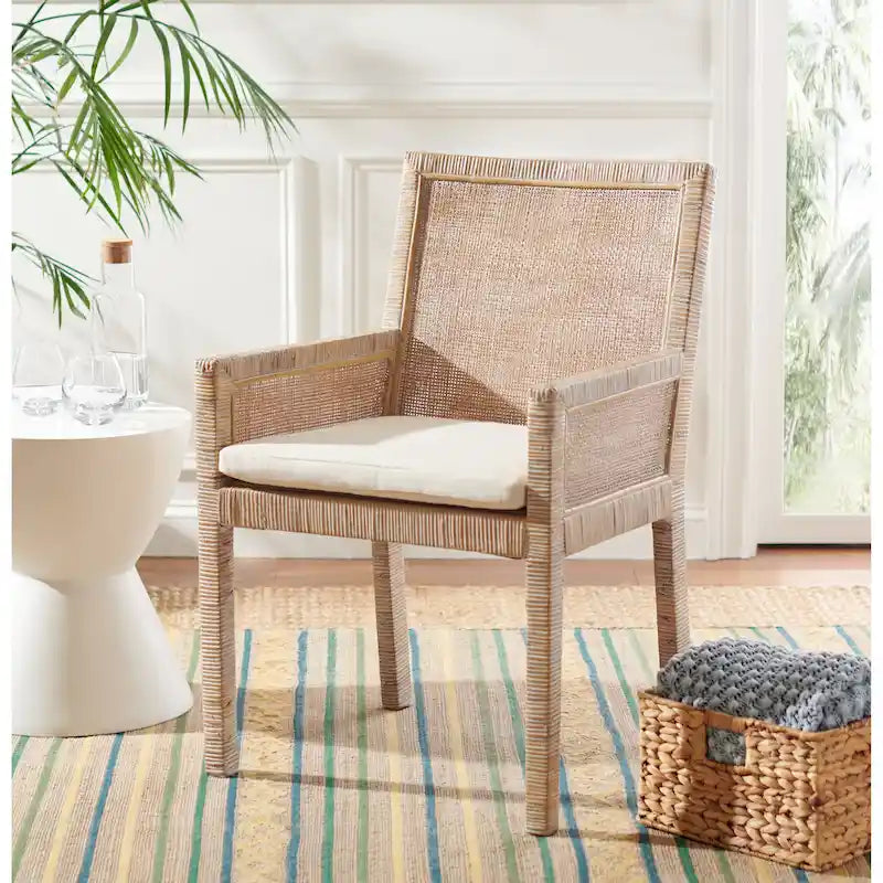 SAFAVIEH Almira Coastal Accent Chair with Cushion - 22.8 W x 22.4 L x 34.6 H - 23Wx22Dx35H