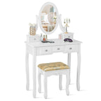 Costway Vanity Table Dressing Table 5 Make Up Table Stool
