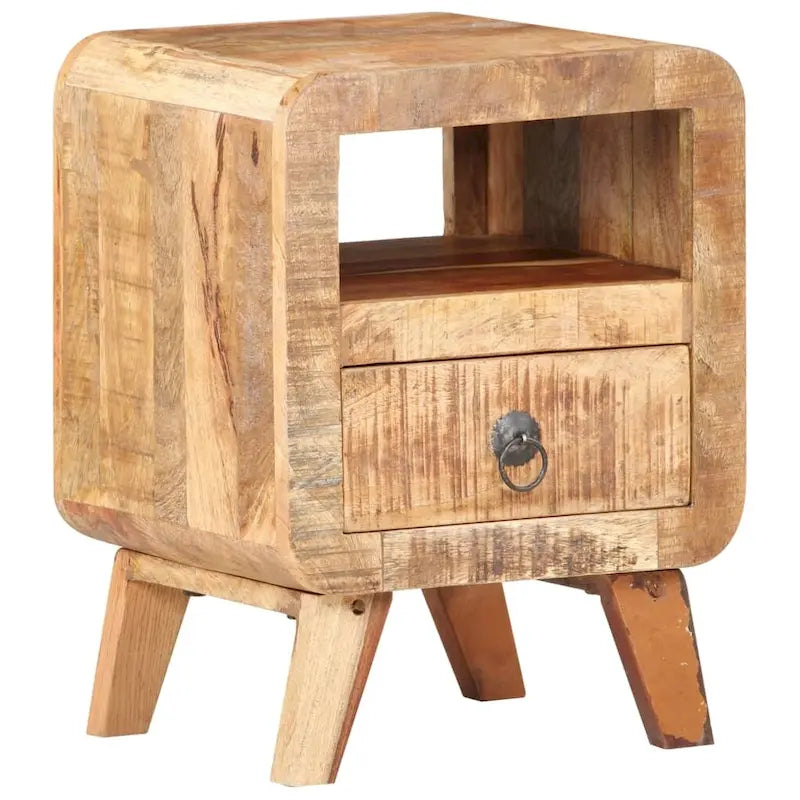 Cabinet Nightstand Side End Table, Solid Wood Legs, 11.8"x11.8"x16.1", Bedroom Furniture