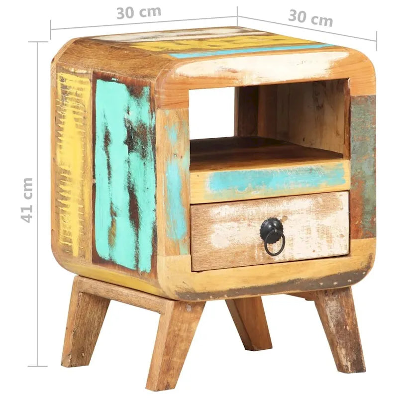 Cabinet Nightstand Side End Table, Solid Wood Legs, 11.8"x11.8"x16.1", Bedroom Furniture