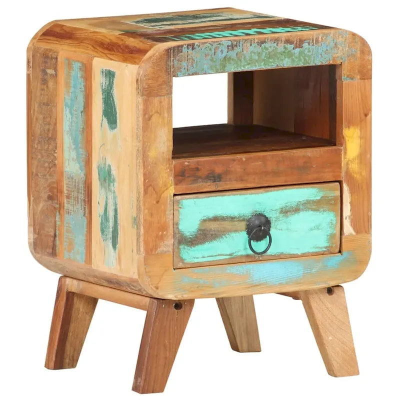 Cabinet Nightstand Side End Table, Solid Wood Legs, 11.8"x11.8"x16.1", Bedroom Furniture