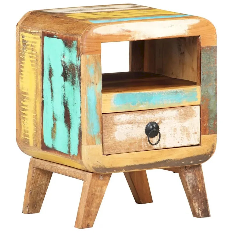 Cabinet Nightstand Side End Table, Solid Wood Legs, 11.8"x11.8"x16.1", Bedroom Furniture