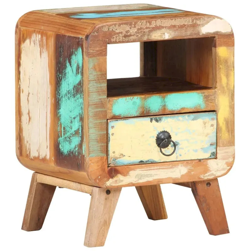 Cabinet Nightstand Side End Table, Solid Wood Legs, 11.8"x11.8"x16.1", Bedroom Furniture