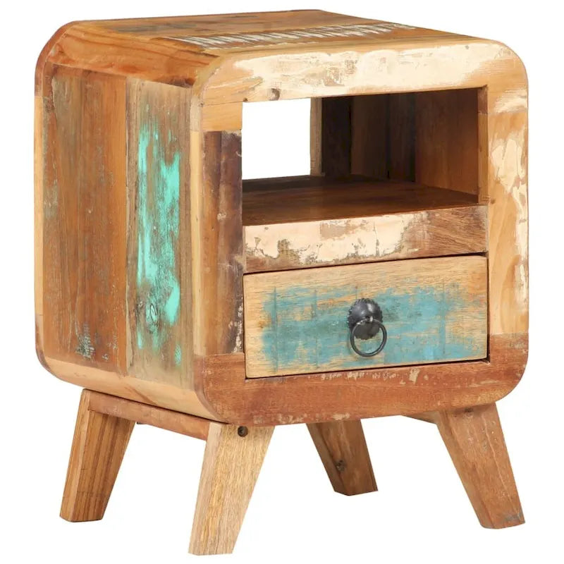 Cabinet Nightstand Side End Table, Solid Wood Legs, 11.8"x11.8"x16.1", Bedroom Furniture