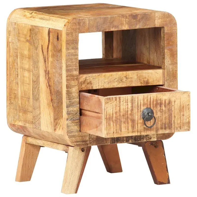 Cabinet Nightstand Side End Table, Solid Wood Legs, 11.8"x11.8"x16.1", Bedroom Furniture