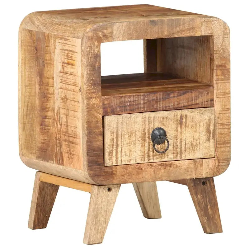 Cabinet Nightstand Side End Table, Solid Wood Legs, 11.8"x11.8"x16.1", Bedroom Furniture