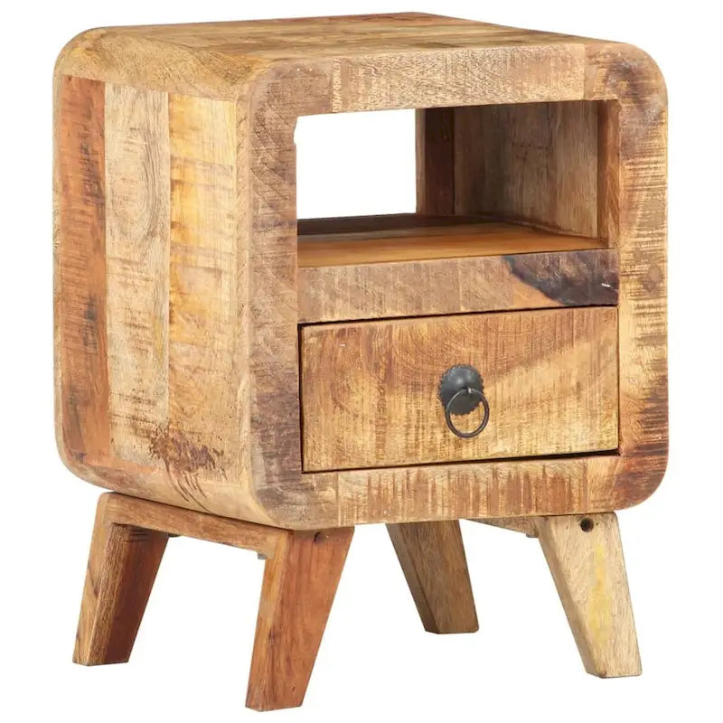 Cabinet Nightstand Side End Table, Solid Wood Legs, 11.8"x11.8"x16.1", Bedroom Furniture