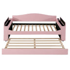 Twin Size UTeddy Fleece Daybed with Storage Armrests andTrundle