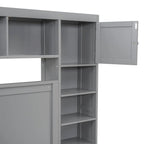 Queen Size Wooden Bed With All-in-One Cabinet