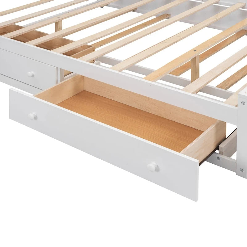 Queen Size Wooden Bed With All-in-One Cabinet