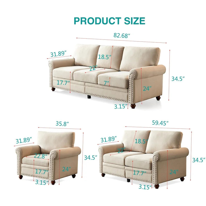 Linen Fabric Upholstery Sofa With Storage