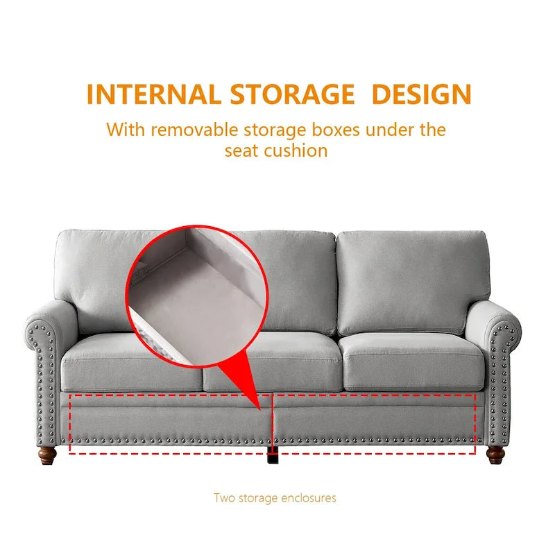 Linen Fabric Upholstery Sofa With Storage