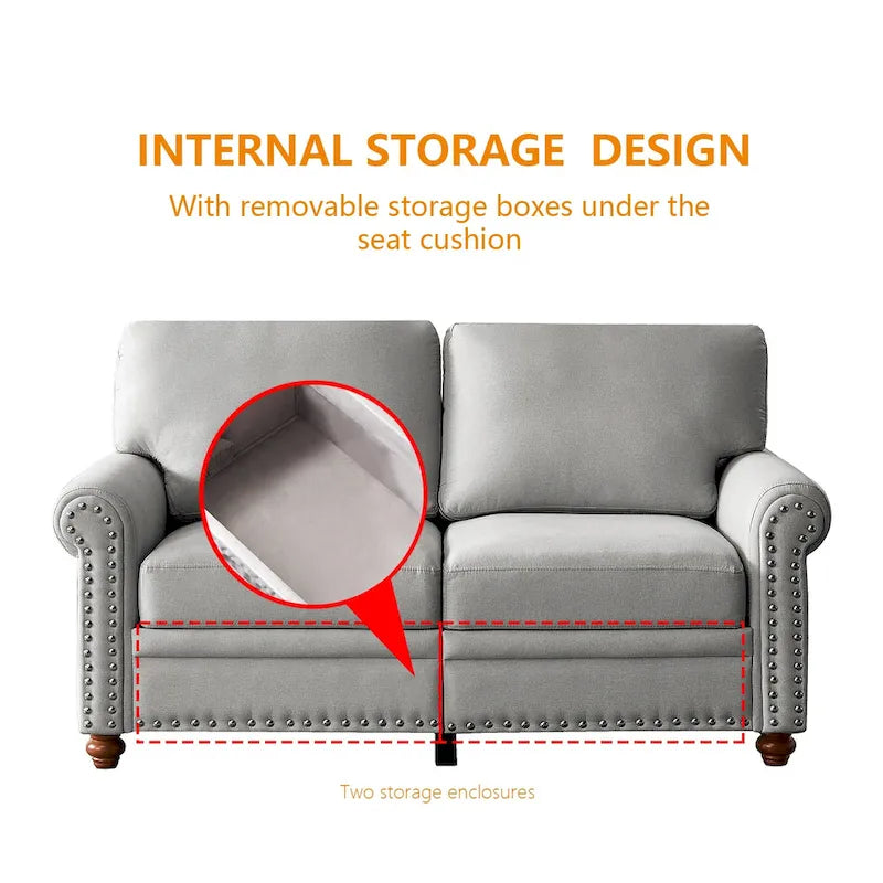 Linen Fabric Upholstery Sofa With Storage