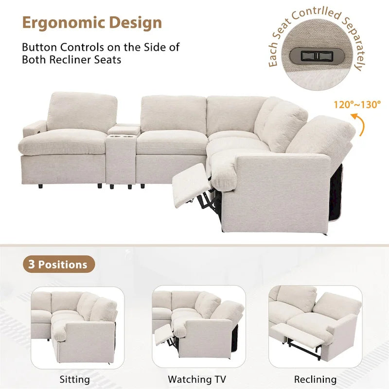 Power Recliner Corner Sofa Home Theater Reclining Sofa