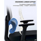 Ergonomic Office Chair with Foot Rest, Rubber Wheels Desk Chair