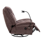 Bronzing fabric swivel recliner with mobile phone bracket