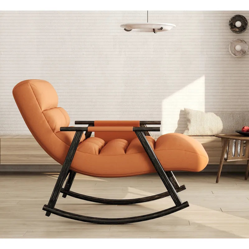 Velvet Rocking Chair With Foot Rest