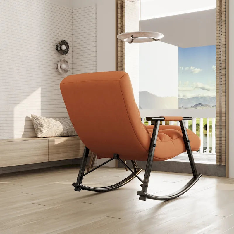 Velvet Rocking Chair With Foot Rest