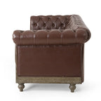 Retro 3 Seat PU Sofa with Wooden Frame and Legs
