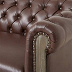 Retro 3 Seat PU Sofa with Wooden Frame and Legs