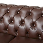 Retro 3 Seat PU Sofa with Wooden Frame and Legs