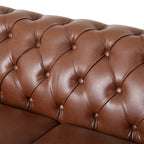 Retro 3 Seat PU Sofa with Wooden Frame and Legs