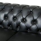 Retro 3 Seat PU Sofa with Wooden Frame and Legs