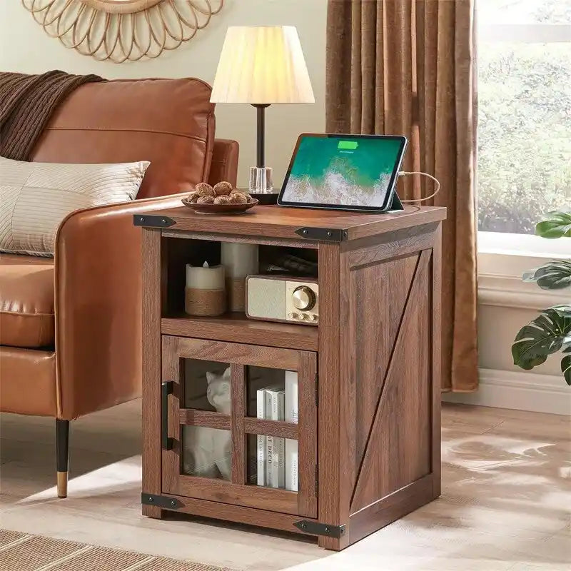 End Table with Charging Station - 18D x 18W x 24H