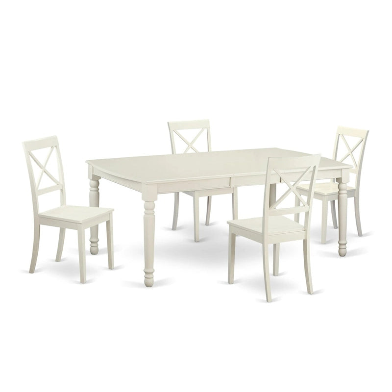 5 Piece Dining Table Set- a Rectangle Kitchen Table and 4 Kitchen Dining Chairs, Linen White