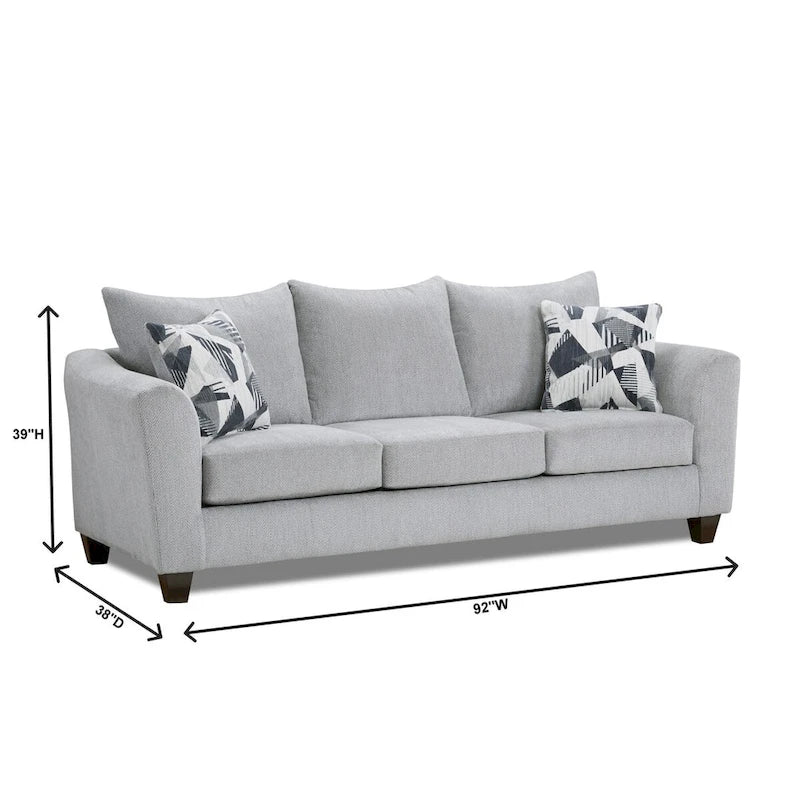 Duleek 3-Piece Living Room Set, Herringbone Silver