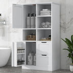 Bathroom Storage Cabinet with 2 Doors, 2 Drawers, Open Shelve & Adjustable Shelf