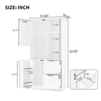 Bathroom Storage Cabinet with 2 Doors, 2 Drawers, Open Shelve & Adjustable Shelf