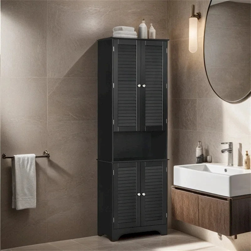 Tall Narrow Bathroom Storage Cabinet w/Doors and Shelf Adjustability