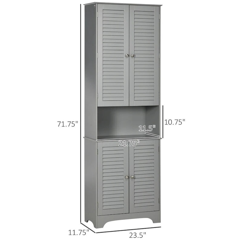Tall Narrow Bathroom Storage Cabinet w/Doors and Shelf Adjustability