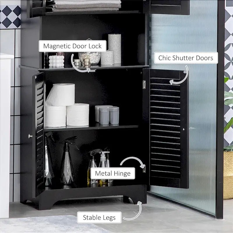 Tall Narrow Bathroom Storage Cabinet w/Doors and Shelf Adjustability