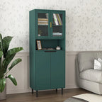 Tall Storage Show Cabinet with 2 Glass Display Door & 2 Doors, Modern Cabinet Freestanding for Bathroom, Dining Living Room